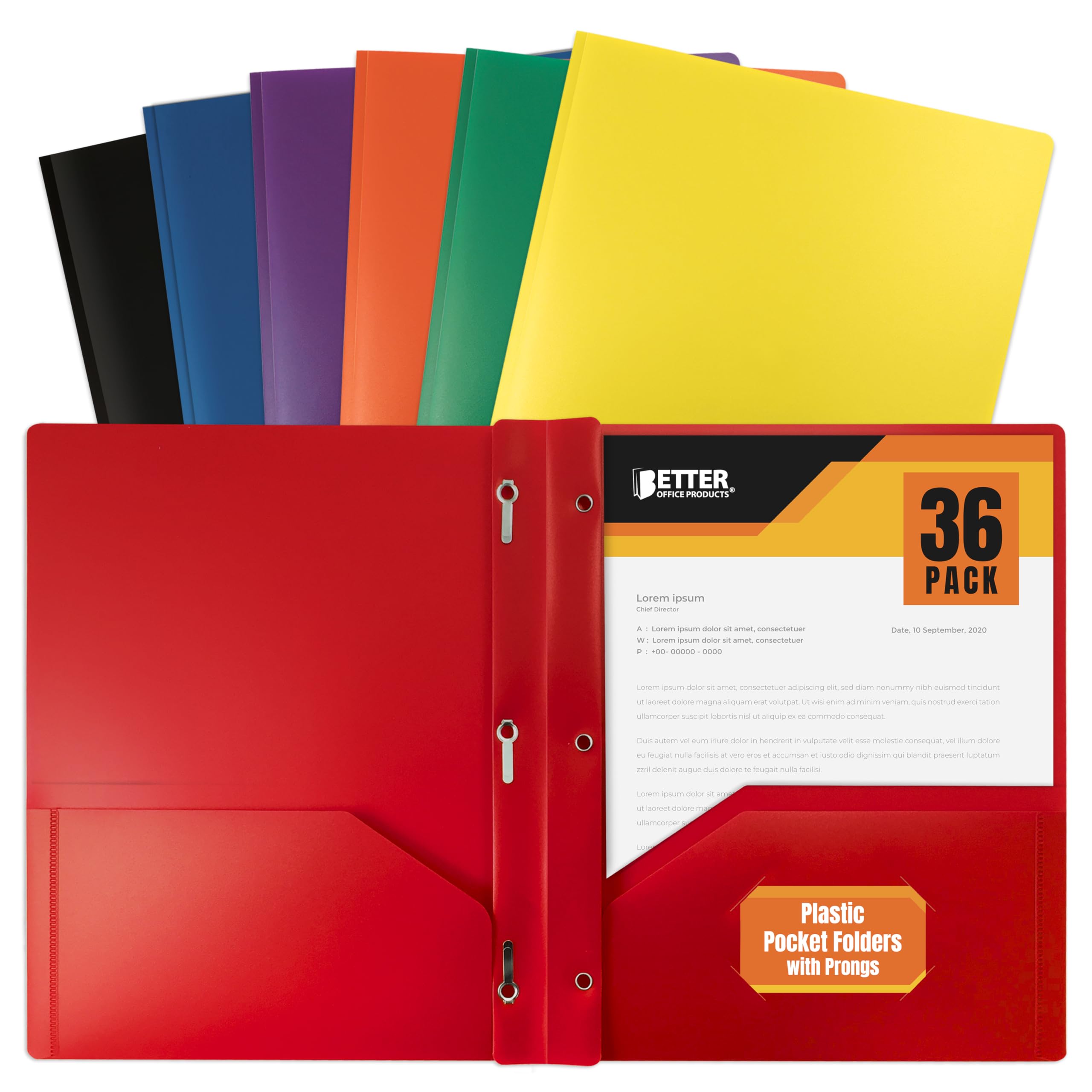 Amazon.com : Better Office Products Poly 2 Pocket Folders with